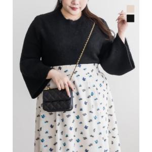 大きいサイズ レディース フレアスリーブシャギーニット