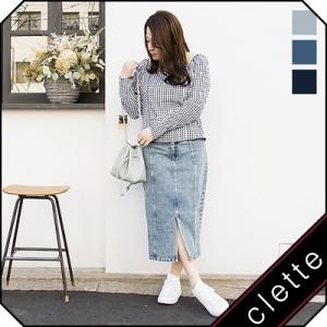 大きいサイズ レディース cletteオリジナル★フロントスリットタイトスカート