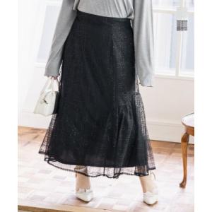 大きいサイズ レディース スパンコールフレアスカート