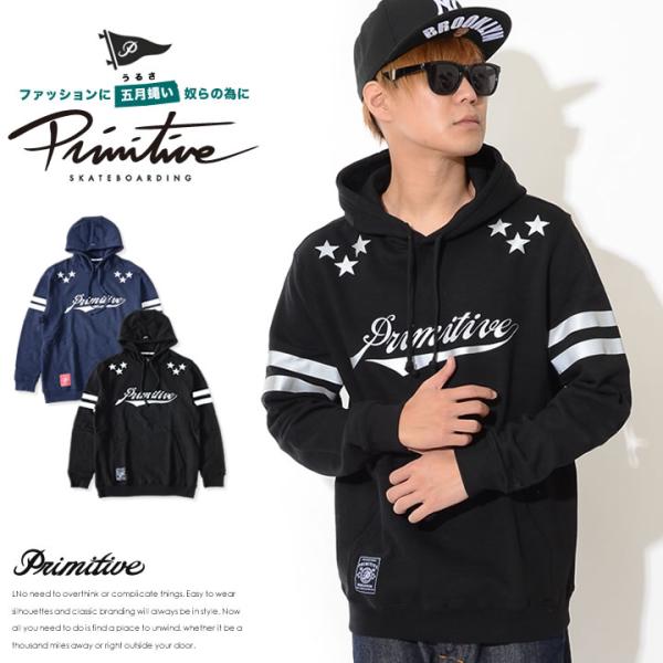 PRIMITIVE プリミティブ スウェットパーカー リーグロゴ スター アームライン セール