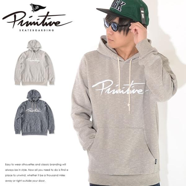 アウトレット PRIMITIVE プリミティブ スウェットパーカー 杢柄 センタースクリプトロゴ *...