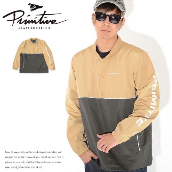 PRIMITIVE プリミティブ コーチジャケット アノラック センター切替 左胸ネームロゴ刺繍 セ...