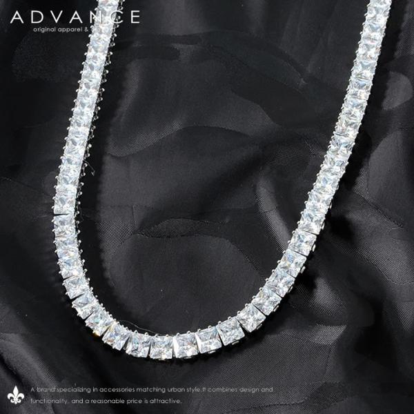 ADVANCE アドバンス シルバーチェーン ネックレス キューブカット キュービックジルコニア (...