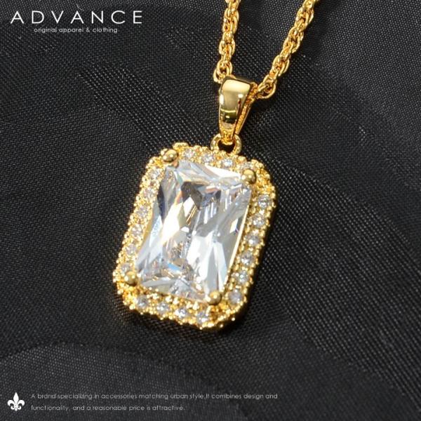 ADVANCE アドバンス ゴールドチェーン ネックレス ストーントップ CZ クリア (ARB-1...