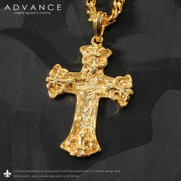 ADVANCE アドバンス ゴールドチェーン ネックレス クロス ユリの紋章 (ARG-2050) ...