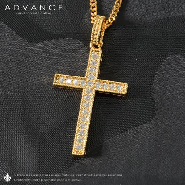 ADVANCE アドバンス ゴールドチェーン ネックレス ジルコニアクロス (ARG-2030G) ...