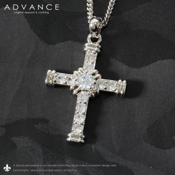 ADVANCE アドバンス シルバーチェーン ネックレス ジルコニアクロス (ARG-2031S) ...