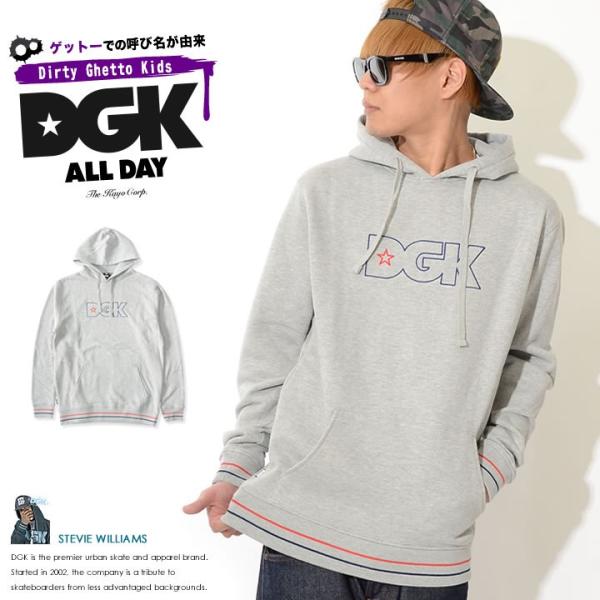 DGK ディージーケー スウェットパーカー センターアウトラインロゴ刺繍 リブ2ライン セール