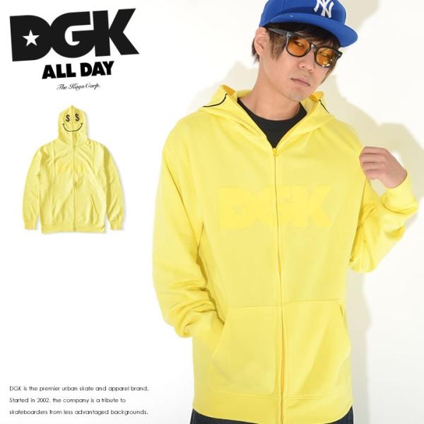 DGK ディージーケー ZIPスウェットパーカー 同色ロゴ フードドルマークスマイル セール