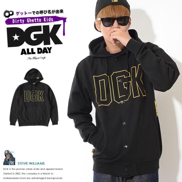 DGK ディージーケー ボタンスウェットパーカー センターロゴ刺繍 セール