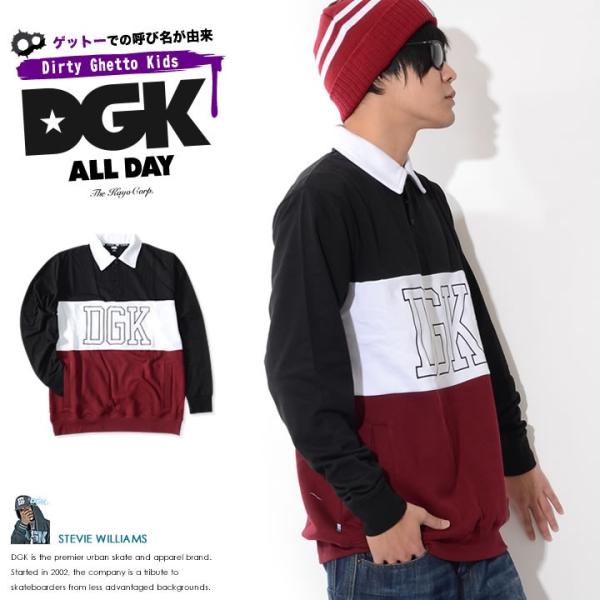 DGK ディージーケー スウェット ラガーシャツ 切替 アウトラインロゴ セール