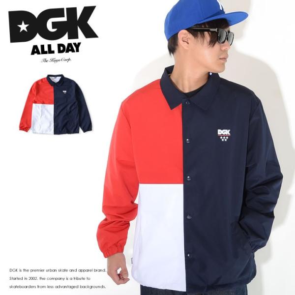 DGK ディージーケー コーチジャケット トリコロールカラー切替 胸5スターロゴ刺繍 セール