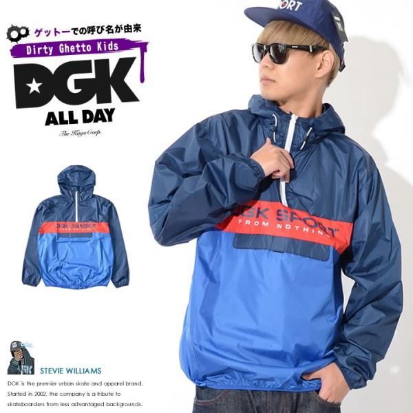 DGK ディージーケー ナイロンジャケット アノラック ハーフジップ 切替 DGK SPORT セー...