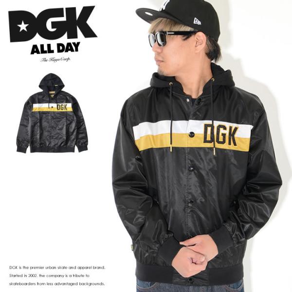 DGK ディージーケー ナイロンジャケット コットンフード 胸ロゴ刺繍 ダブルカラーライン セール