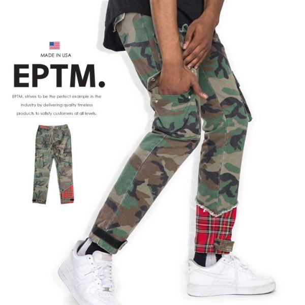 EPTM エピトミ カーゴパンツ 総柄 迷彩 左裾チェック切替 (EP9153) セール