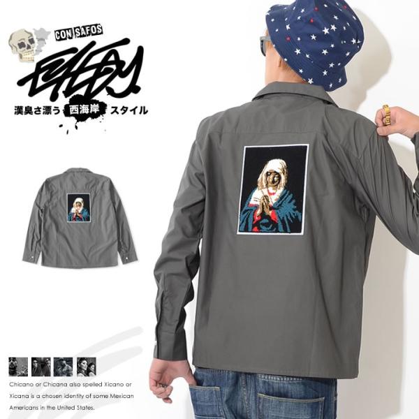 EYEDY アイディー 長袖シャツ サガラ刺繍 ボックスマリア オープンカラー (EYE-SH170...