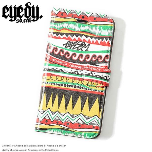 EYEDY アイディー スマホケース 手帳型 総柄 ラスタカラー (EYE-IP1702) セール
