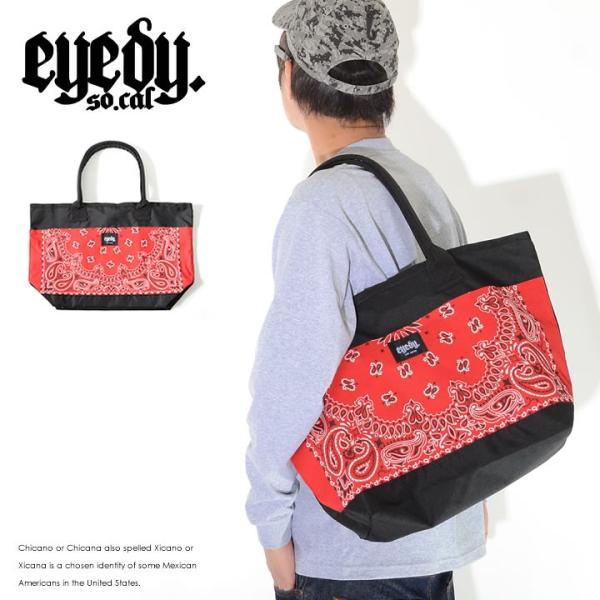 EYEDY アイディー トートバッグ カバン 切替 バンダナ柄 ピスネーム (EYE-BAG2002...