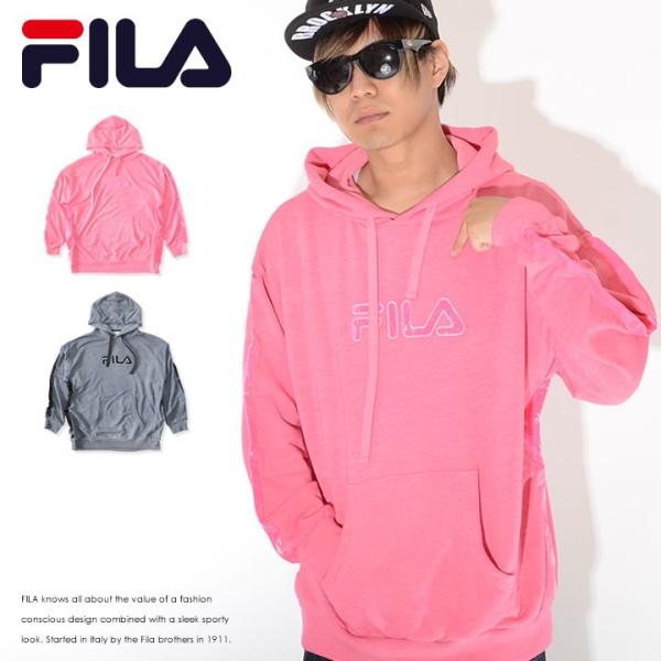 FILA フィラ スウェットパーカー クリアテープロゴ アームテープライン (FM9681) セール