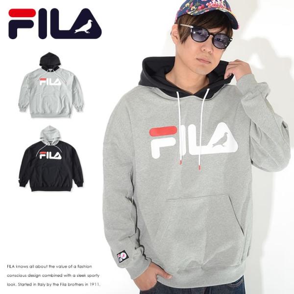 FILA×STAPLE スウェットパーカー 切替フード ネームロゴ ピジョンA コラボ (FM988...