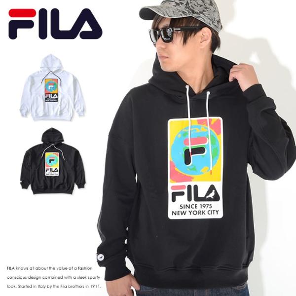 FILA×STAPLE スウェットパーカー ドロップショルダー ボックスプリント コラボ *(FM9...