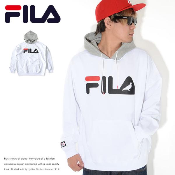 アウトレット FILA フィラ スウェットパーカー 切替フード ネームロゴ ピジョンA コラボ *(...