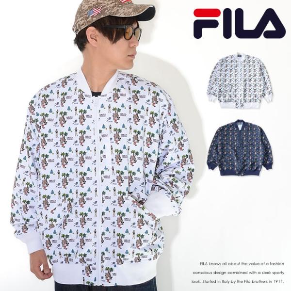 FILA フィラ ナイロンジャケット 総柄イラスト テニスプレーヤー ヨット (FM9770) セー...