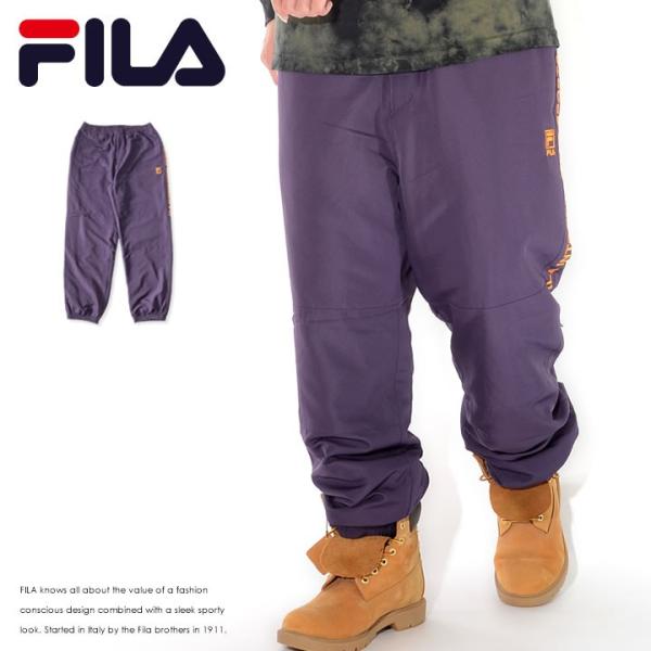 FILA フィラ ナイロンパンツ ひざ切替 左ロゴ刺繍 (FM9700) セール