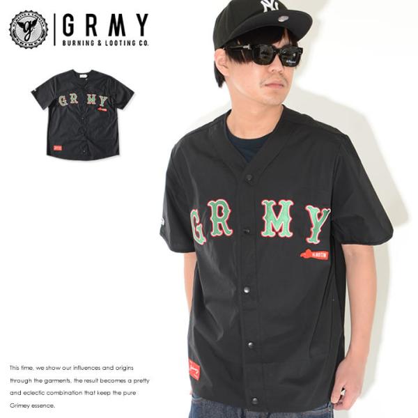 GRIMEY グライミー 半袖シャツ ベースボールシャツ ソリッド GRMYワッペン (GBDH11...