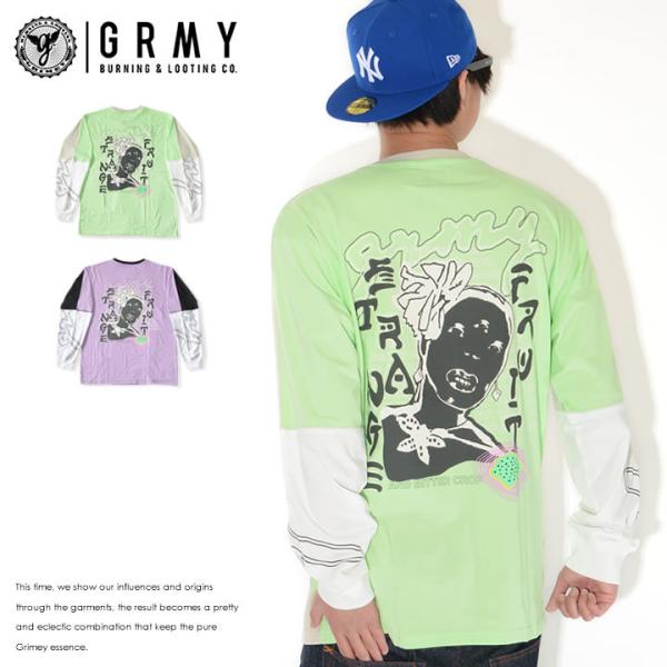 GRIMEY グライミー ロンT ロングTシャツ マルチ切り替えレイヤード ビッグフェイス (GLS...