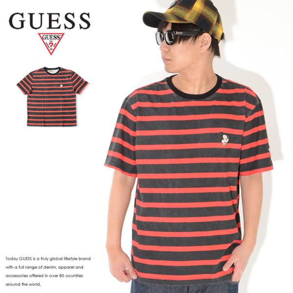 GUESS ゲス Tシャツ 半袖 ボーダー柄 DISENEY ディズニー コラボ (ML2K7772...