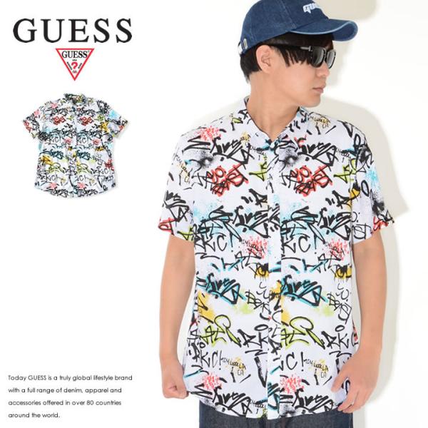 GUESS ゲス 半袖シャツ 総柄 グラフィティ マルチカラー (MIGH35RD42C) セール