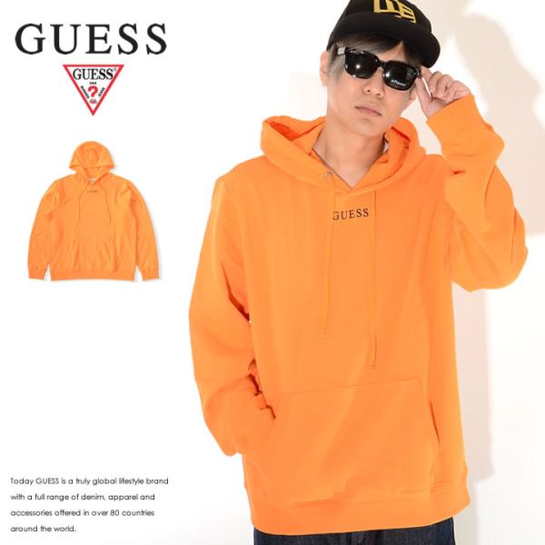 GUESS ゲス スウェットパーカー スウェットパーカー スモールネームロゴ ネックプリント (M0...