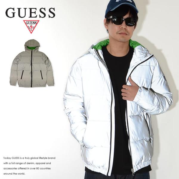 GUESS ゲス 中綿ジャケット オールリフレクター ラバーロゴ (U1BA58W006N) セール