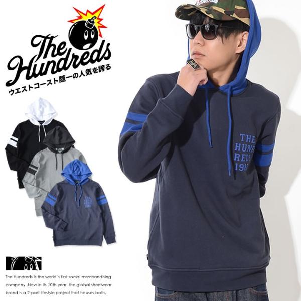 THE HUNDREDS ザ・ハンドレッズ スウェットパーカー フード切替 左胸1980 アームダブ...