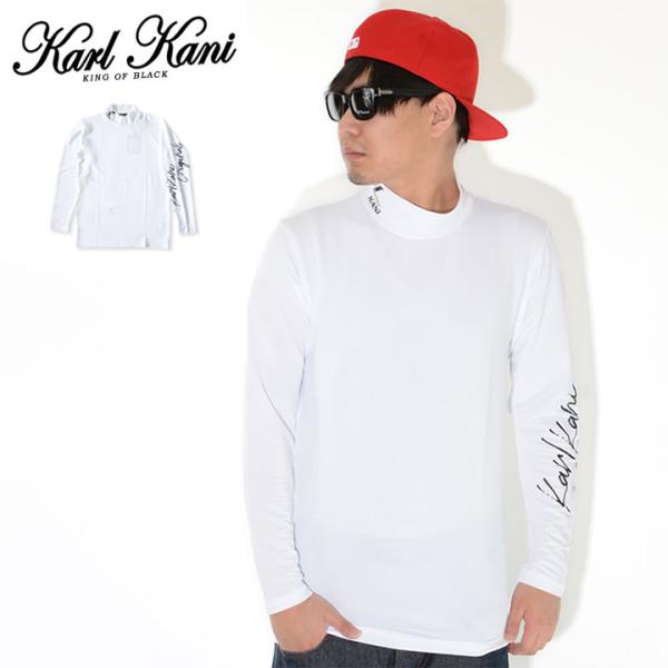 訳あり商品 KARL KANI カールカナイ ロンT ハイネック スクリプトロゴ刺繍 (211KG1...