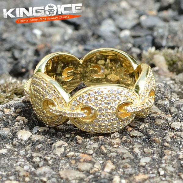 KING ICE キングアイス ゴールドリング 指輪 Gリンクチェーン シルバー925 14金コーテ...