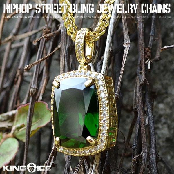 KING ICE キングアイス ネックレス ゴールドチェーン EMERALD エメラルド ジルコニア...