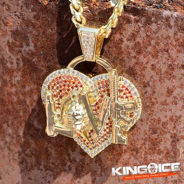 KING ICE キングアイス ネックレス ゴールドチェーン NLE Choppa コラボ ハートL...