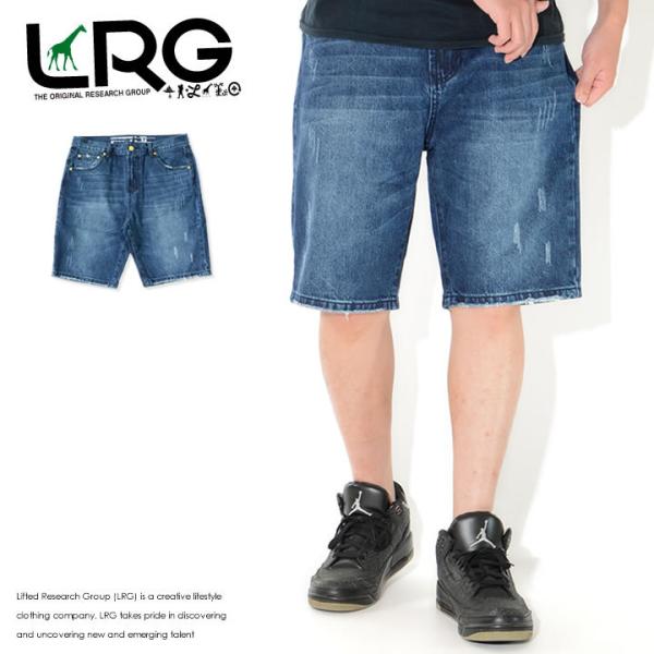 LRG エルアールジー ショートパンツ デニム カラーステッチ ダメージ TRUE TAPER (L...