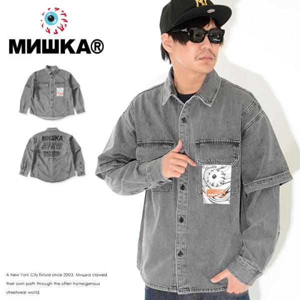 MISHKA ミシカ 長袖シャツ デニム レイヤード ウェーブロゴ (M21000209) セール