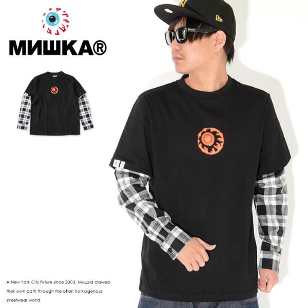 MISHKA ミシカ ロンT 長袖 シャツレイヤード チェック柄 ドットキープウォッチ (M2100...