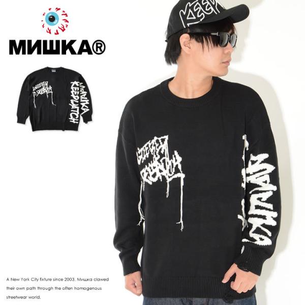 MISHKA ミシカ ニット セーター ドリップロゴ ビッグシルエット (M61000350) セー...