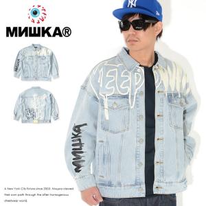 MISHKA ミシカ デニムジャケット ドリップロゴ ベアモップ ビッグシルエット (M21000509) セール｜clever