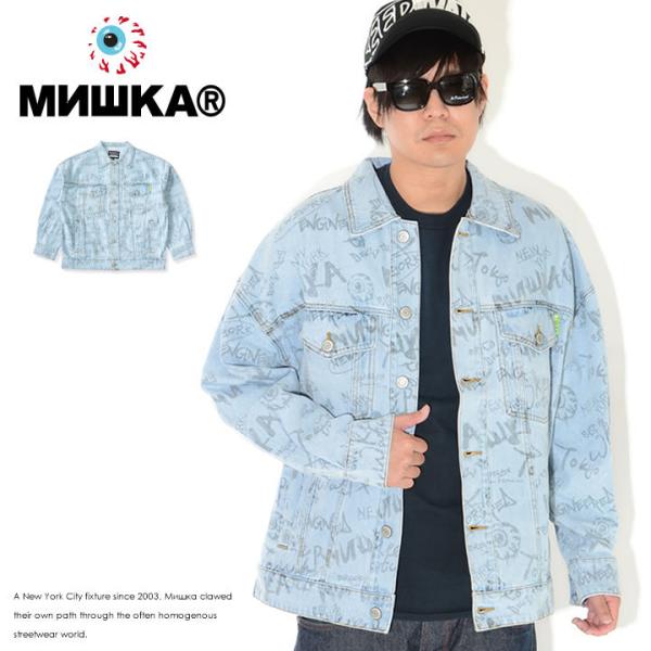 MISHKA ミシカ デニムジャケット 総柄 グラフィティデザイン (M61000523) セール