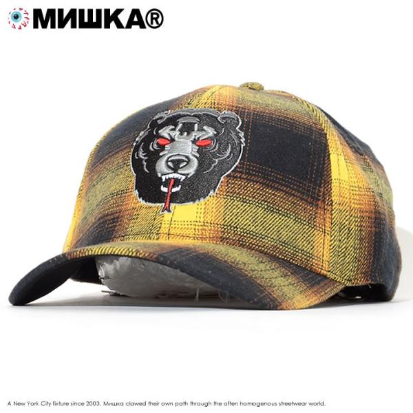 MISHKA ミシカ キャップ 帽子 ストラップバック オンブレチェック デスアダーアップリケ (M...
