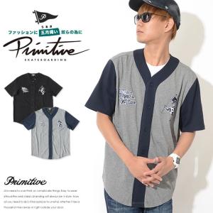 PRIMITIVE プリミティブ ベースボールシャツ 半袖 キャラアップリケ バックナンバリング  セール｜clever