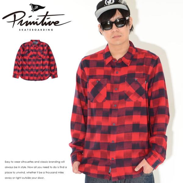 PRIMITIVE プリミティブ 長袖シャツ フランネル チェック ダブポケット  セール