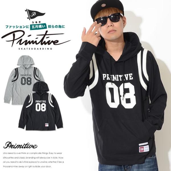 PRIMITIVE プリミティブ ロンT ロングTシャツ パーカー ナンバリング08 ショルダーダブ...
