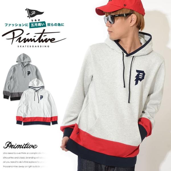 訳あり商品 PRIMITIVE プリミティブ スウェットパーカー ダーティーP フロッキー 切替ダブ...